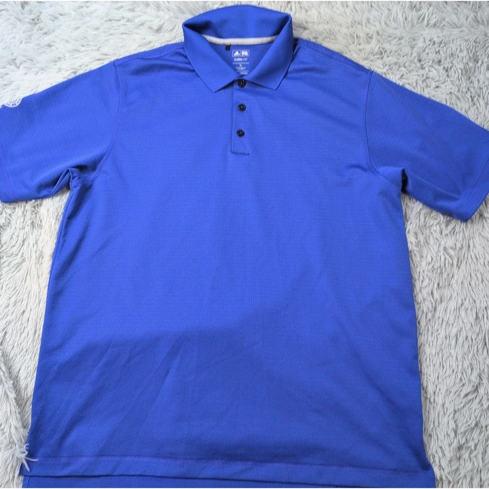 Adidas Shirt Mens XL Blue Golf Short Sleeve Polo Climalite Athletic Comfort